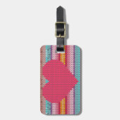 レインボーレトロハートフェイクウールニットバレンタイン ラゲッジタグ (正面縦)