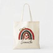 レインボーレトロバレンタインデーラブハート トートバッグ (正面)