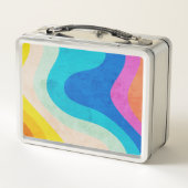 レインボーレトロパーソナライズされた名 メタルランチボックス (裏面)