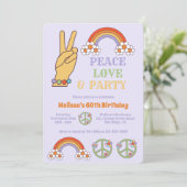 レインボーレトロヒッパイピースラブパーティー誕生日 招待状 (スタンド正面)