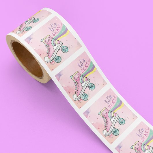 レインボーレトロGroovy Pinkでスケートしよう スクエアシール