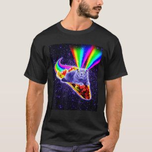 レインボーレーザーアイズ銀河系キャットライディングタコTシャツ Tシャツ