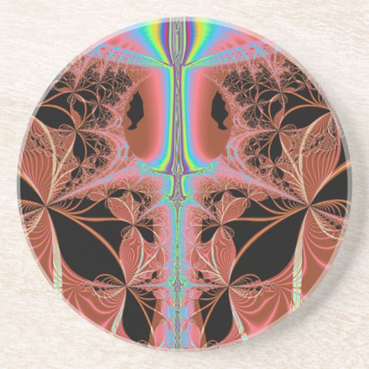 レインボーレーザー付きピンクナイトガウン抽象芸術 コースター (正面)