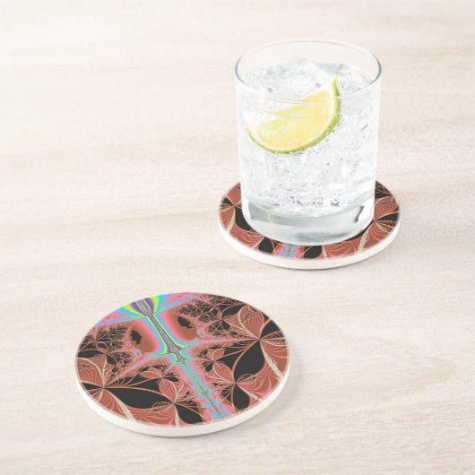 レインボーレーザー付きピンクナイトガウン抽象芸術 コースター (側面)