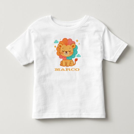 レインボーロアライオンのカスタム動物イラスト トドラーTシャツ (正面)