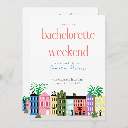 レインボーロウ チャールストン バチェロレッテ 旅程 招待状 (正面/裏面)