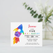 レインボーロケット船宇宙誕生日会 インビテーションポストカード (スタンド正面)