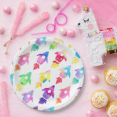 レインボーロケット船宇宙誕生日会 ペーパープレート (パーティー)