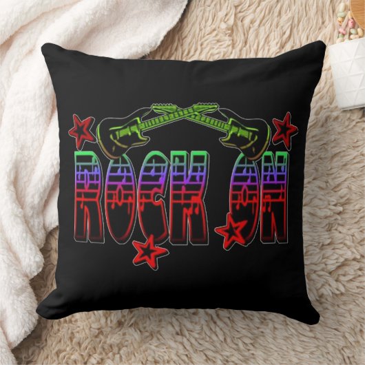 レインボーロゴロックオンギター&スターズ装飾用クッション クッション (ブランケット)