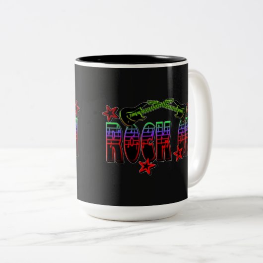 レインボーロゴロックオンギター&スターマグ ツートーンマグカップ (正面右)