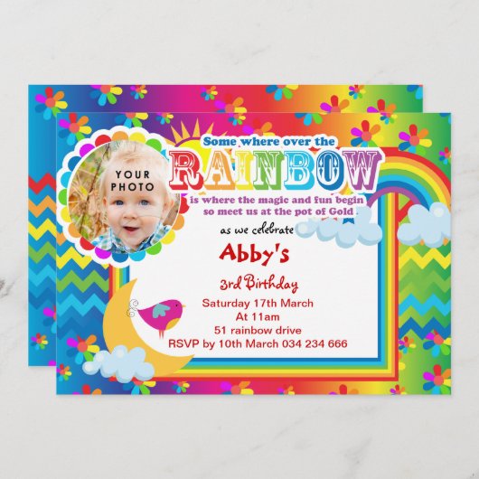 レインボーロッサカラーズ誕生日の招待状 招待状 (正面/裏面)