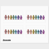 レインボーロボット 長方形シール (シート)