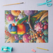 レインボーロリケートと花の切り離 薄葉紙 (クラフト)