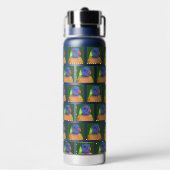 レインボーロリケートオウム模様 ウォーターボトル (背面)