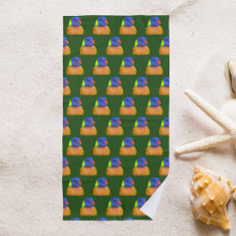 レインボーロリケートオウム模様 ビーチタオル