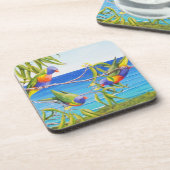 レインボーロリケートビーチキブルーオーストラリア絵画ズ コースター (左側)