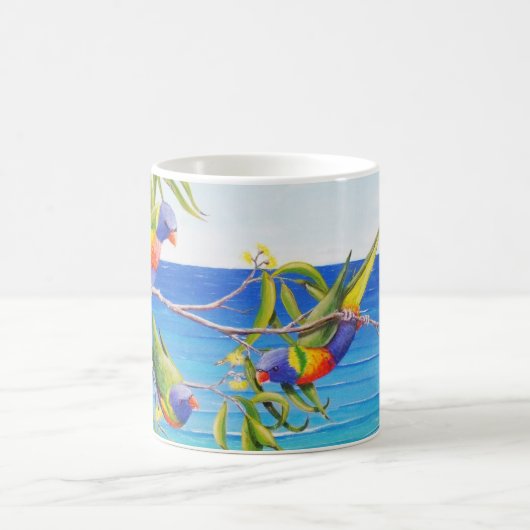 レインボーロリケートビーチキブルーオーストラリア絵画ズ コーヒーマグカップ (中央)