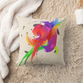 レインボーロリケート抽象芸術絵を描(ばちゃばちゃ)跳ねる クッション (ブランケット)