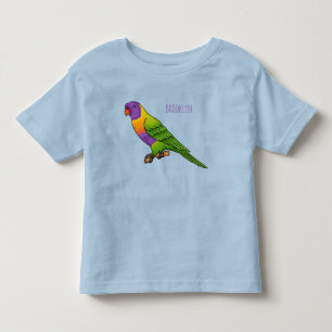 レインボーロリケート鳥の漫画イラストレーション トドラーTシャツ