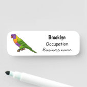 レインボーロリケート鳥の漫画イラストレーション 名札 (インサイチュ)