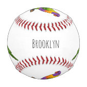 レインボーロリケート鳥の漫画イラストレーション 野球ボール (正面)