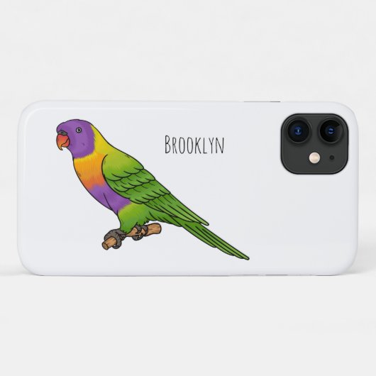 レインボーロリケート鳥の漫画イラストレーション Case-Mate iPhoneケース (裏面(横))