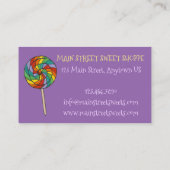 レインボーロリー棒つきキャンデーキャンディスイートショップショッピング 名刺 (裏面)