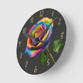 レインボーロングステムバラ- ラウンド壁時計 (傾斜)