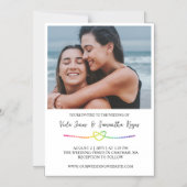 レインボーロープハート写真結婚LGBT マグネット招待状 (正面)