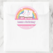 レインボーローラスケートで滑るバースデーパーティードコール ラウンドシール (バッグ)