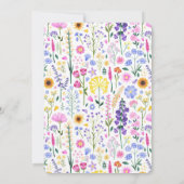 レインボーワイルドフラワーベビーガール1st誕生日春 招待状 (裏面)