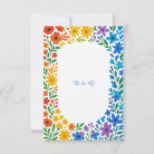 レインボーワイルドフラワー素朴フローラ結婚ズ 出欠カード (裏面)