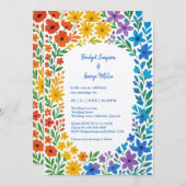 レインボーワイルドフラワー素朴フローラ結婚ズ 招待状 (正面/裏面)