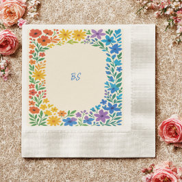 レインボーワイルドフラワー素朴フローラ結婚ズ 縁ありカクテルナプキン