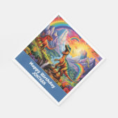 レインボーワイルドワン恐竜の誕生日テーマブルー スタンダードランチョンナプキン (角)