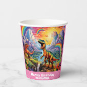 レインボーワイルドワン恐竜ピンク 紙コップ (正面)