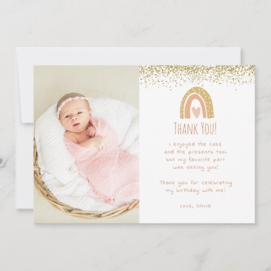 レインボーワンダーフル誕生日写真ありがとう 招待状 (正面)