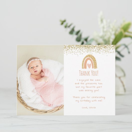 レインボーワンダーフル誕生日写真ありがとう 招待状 (スタンド正面)