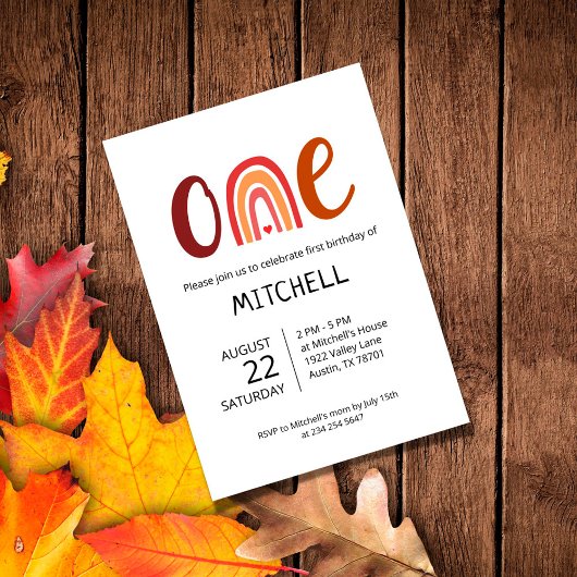 レインボーワンファースト誕生日招待状 招待状