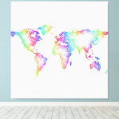 レインボーワールドマップ キャンバスプリント (インサイチュ (ウッドフロア))