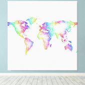 レインボーワールドマップ キャンバスプリント (インサイチュ (ウッドフロア))