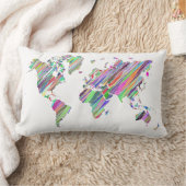 レインボーワールドマップ ランバークッション (ブランケット)