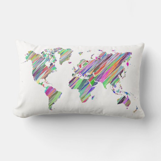 レインボーワールドマップ ランバークッション (正面)