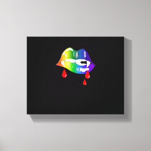 レインボーヴァンパイア口噛み – LGBTプライドTシャツ キャンバスプリント