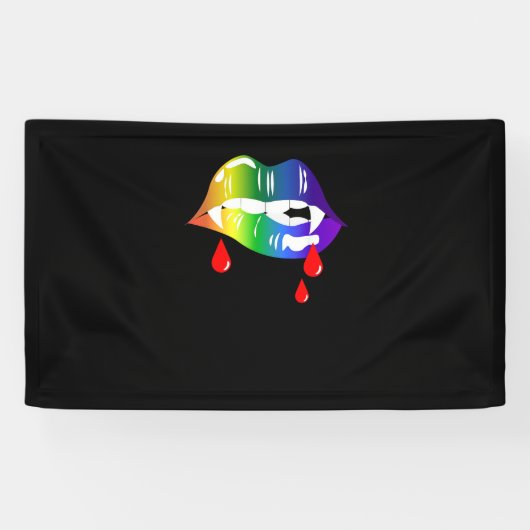 レインボーヴァンパイア口噛み – LGBTプライドTシャツ 横断幕 (横)