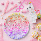 レインボーヴィンテージウェディングレースの暖かい色 ペーパープレート (パーティー)