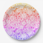 レインボーヴィンテージウェディングレースの暖かい色 ペーパープレート (正面)