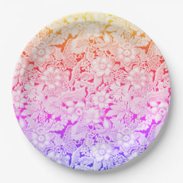 レインボーヴィンテージウェディングレースの暖かい色 ペーパープレート