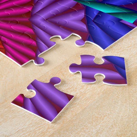 レインボーヴィンテージサイケデリックフラクタル万華鏡のように千変万化するパターン ジグソーパズル (側面)