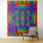 レインボーヴィンテージサイケデリックフラクタル万華鏡のように千変万化するパターン タペストリー (インサイチュ)